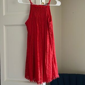 Small red eyelet dress with keyhole back